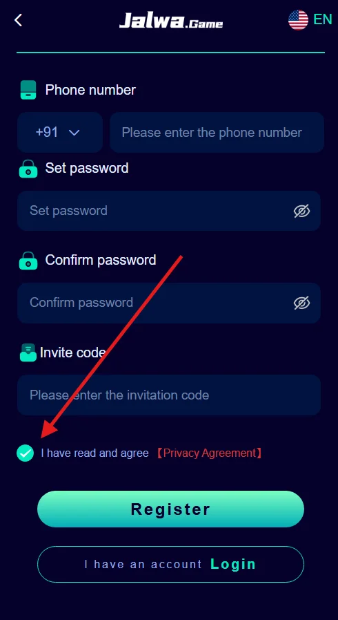 Select I have read and agree
